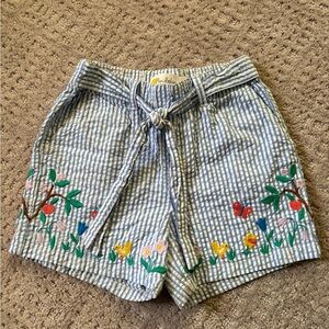 Mini Boden Shorts with Floral Embroidery